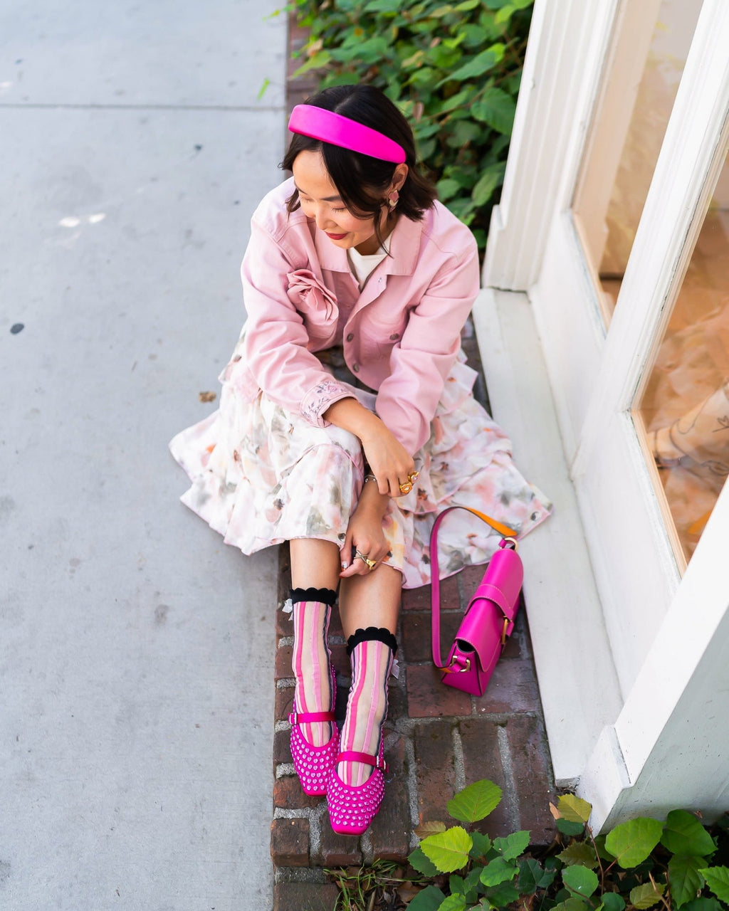 Parisian Stripe Ruffle Bow Sheer Crew Sock