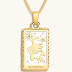 Passionate Devotion - White Enamel Scorpio Card Necklace by Karma and Luck