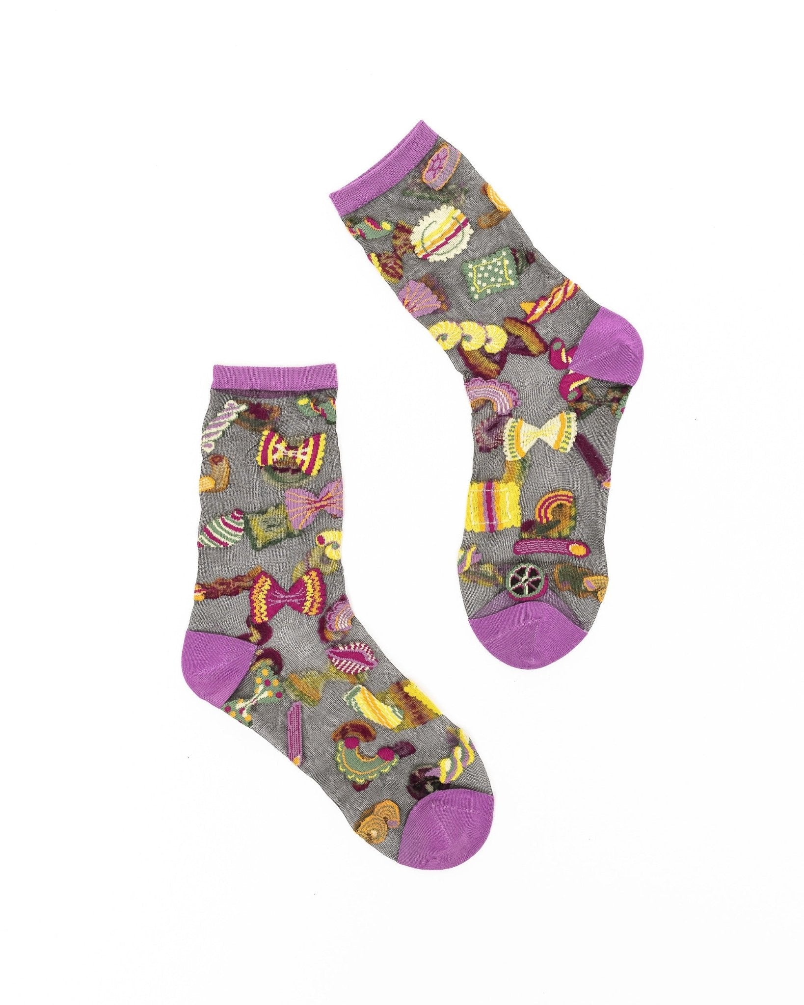 Pasta Lover Black Sheer Crew Sock