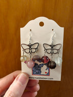 Pastel dreams beaded butterfly earrings, pink purple and white, silver hardware Beaded Earrings La Vie Bien Pastel dreams beaded butterfly earrings, pink purple and white, silver hardware