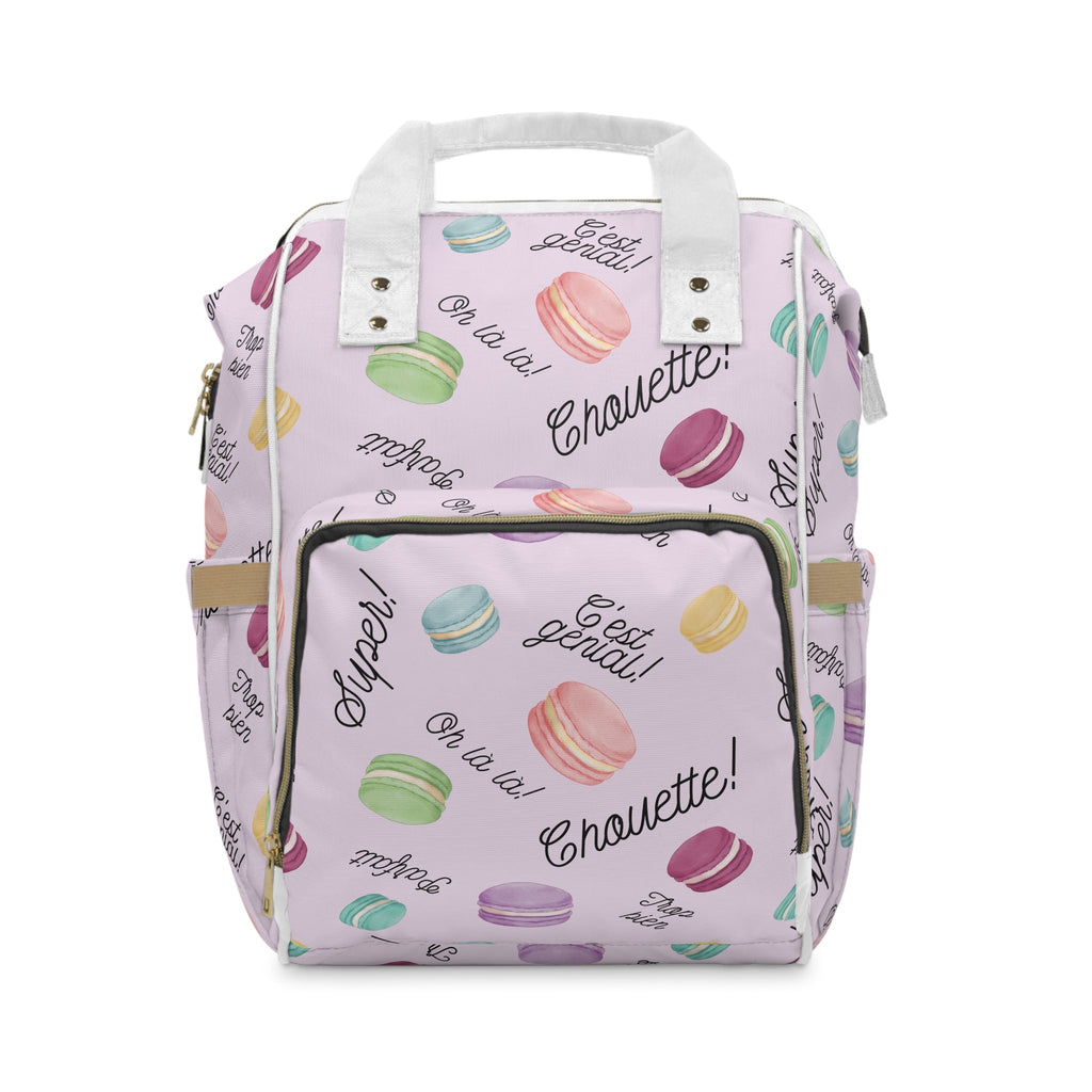 Pastel French Macarons Print Diaper Backpack with French phrases, Cute Pastel Baby Bag for New Parents Bags La Vie Bien Pastel French Macarons Print Diaper Backpack with French phrases, Cute Pastel Baby Bag for New Parents