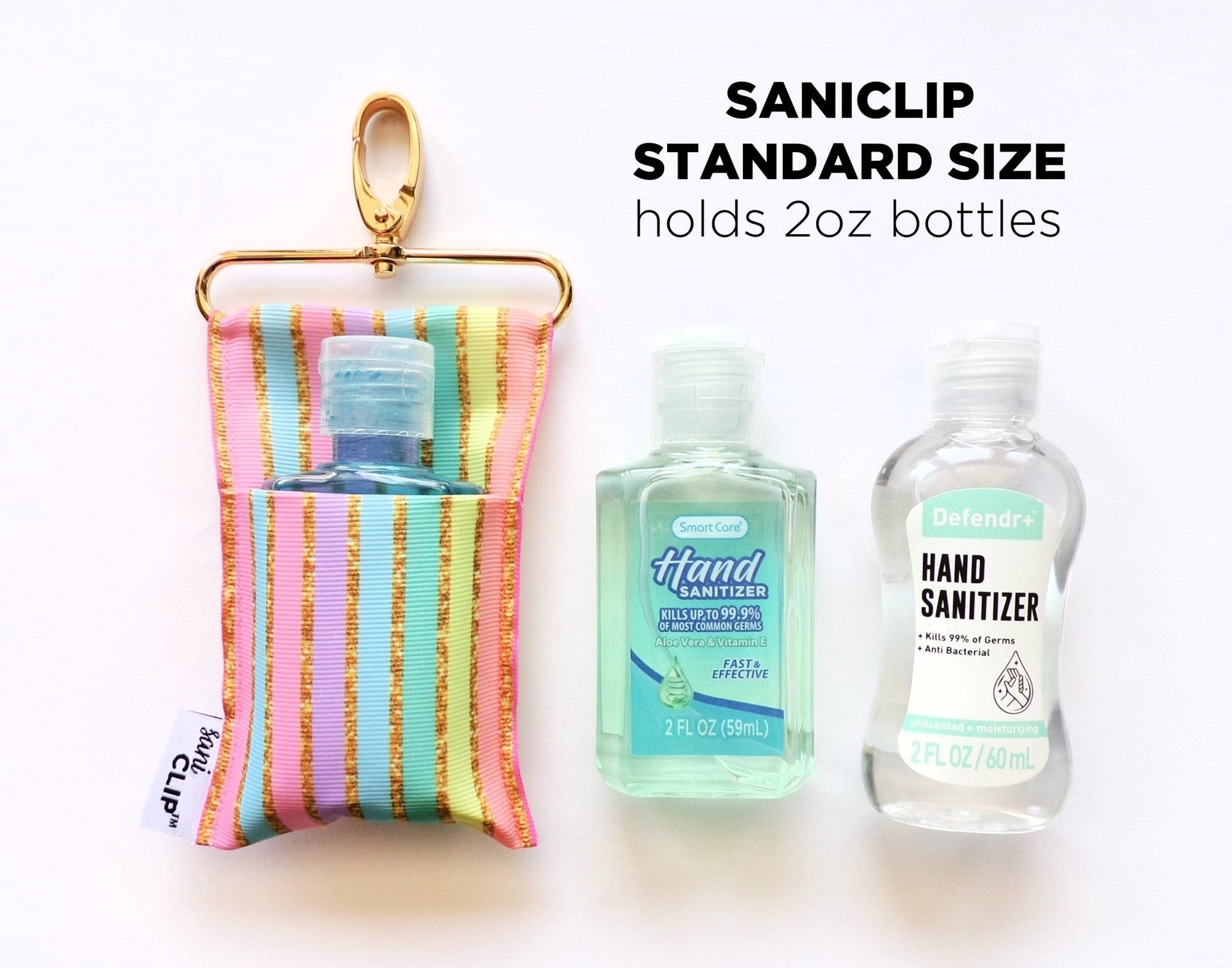 Pastel Gold Stripe SaniClip Hand Sanitizer Holder - made to order