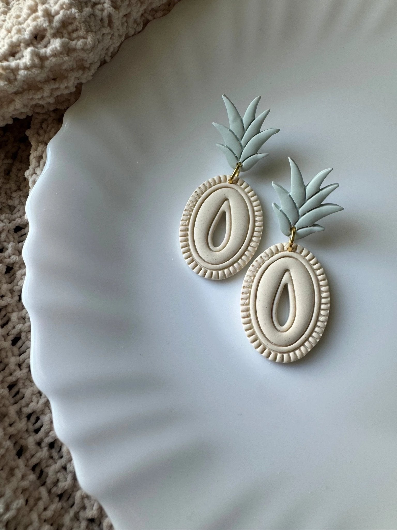 Pastel Pineapples earrings, surgical grade steel, handmade with polymer clay, Nickel free