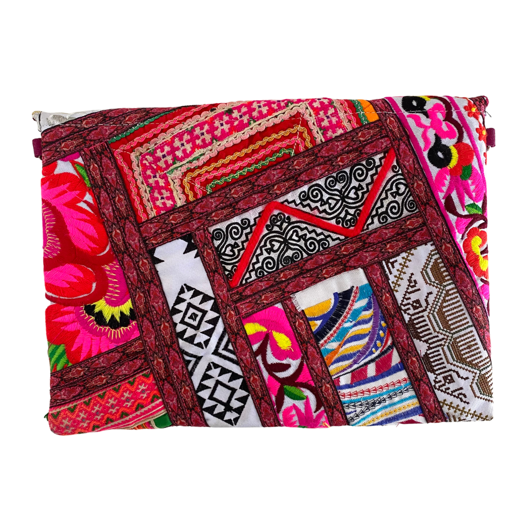 Patchwork Embroidered Clutch / iPad Bag - Thailand Bags La Vie Bien Patchwork Embroidered Clutch / iPad Bag - Thailand