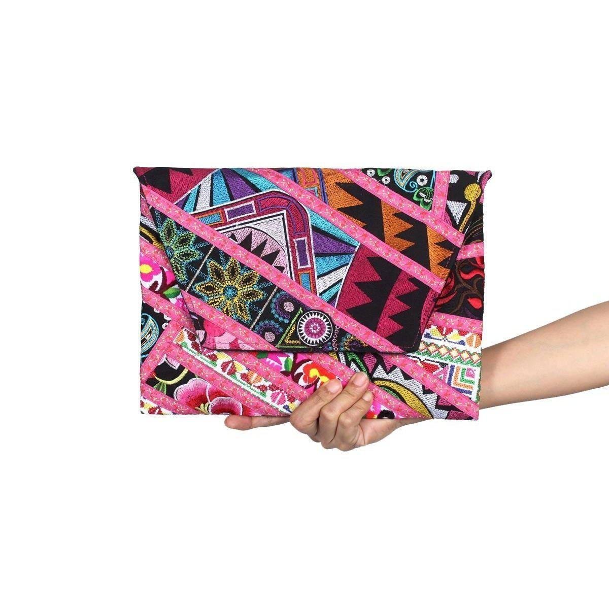 Patchwork Embroidered Clutch / iPad Bag - Thailand Bags La Vie Bien Patchwork Embroidered Clutch / iPad Bag - Thailand