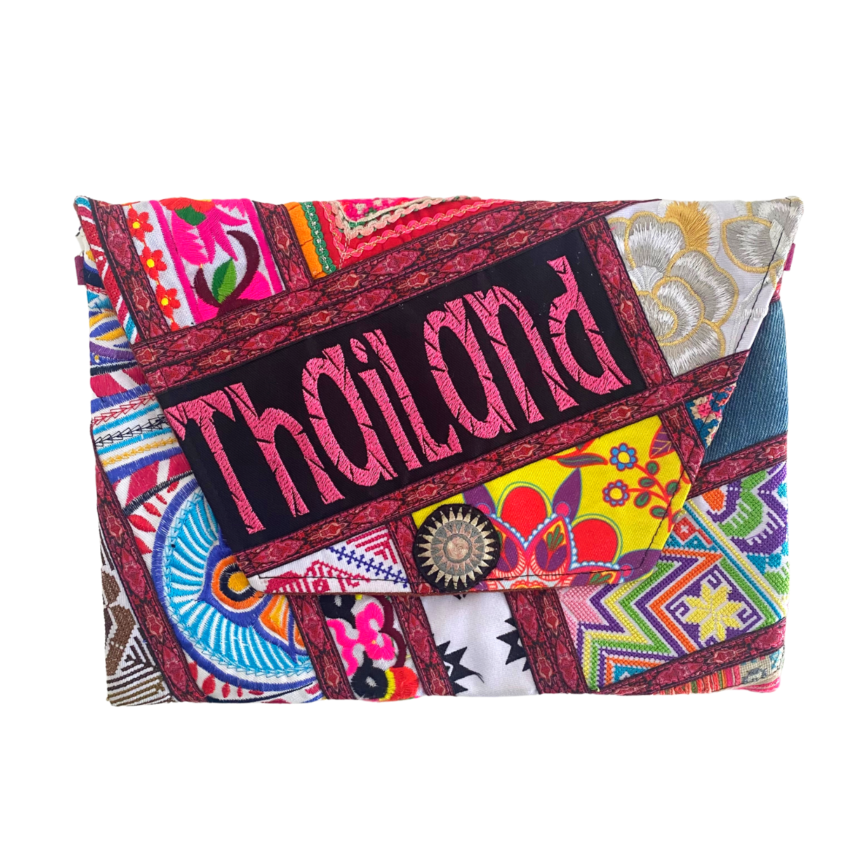 Patchwork Embroidered Clutch / iPad Bag - Thailand Bags La Vie Bien Patchwork Embroidered Clutch / iPad Bag - Thailand