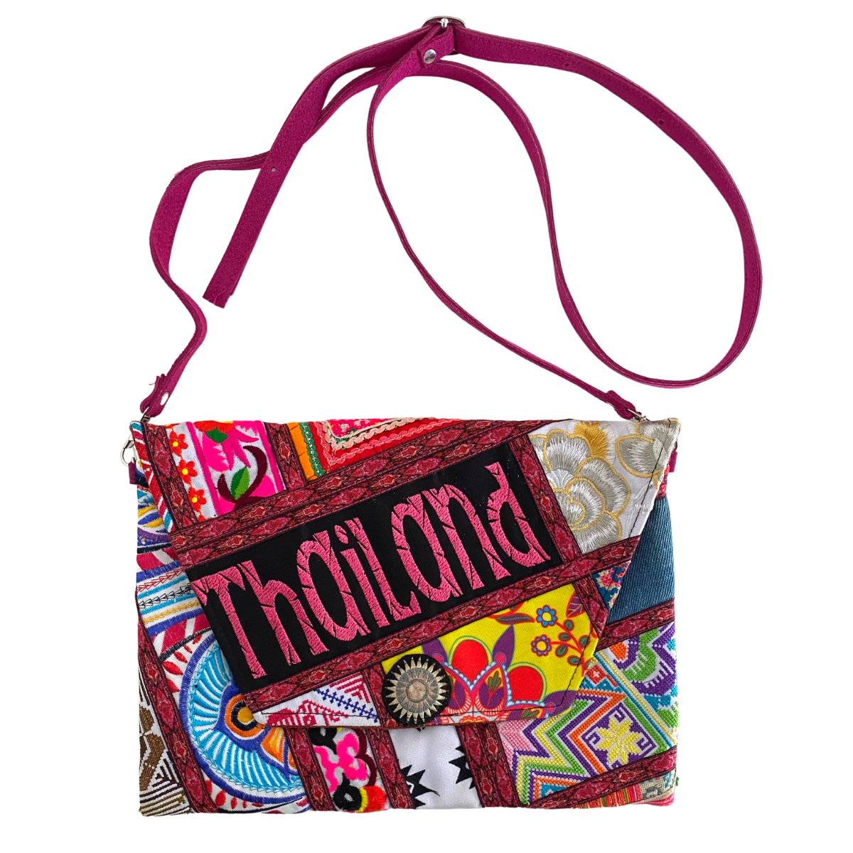 Patchwork Embroidered Clutch / iPad Bag - Thailand Bags La Vie Bien Patchwork Embroidered Clutch / iPad Bag - Thailand