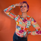 Patchwork Pullover in Magenta Sweatshirt La Vie Bien Patchwork Pullover in Magenta