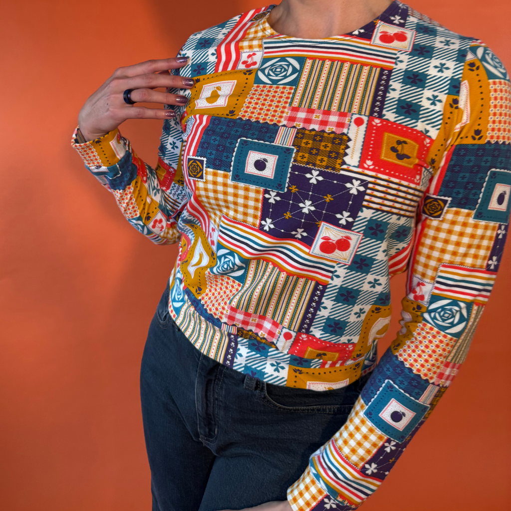 Patchwork Pullover in Periwinkle Sweatshirt La Vie Bien Patchwork Pullover in Periwinkle