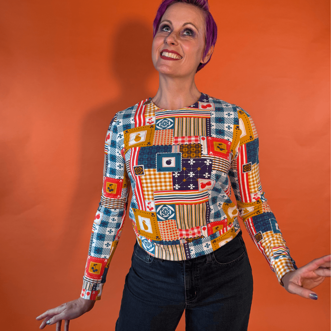 Patchwork Pullover in Periwinkle Sweatshirt La Vie Bien Patchwork Pullover in Periwinkle