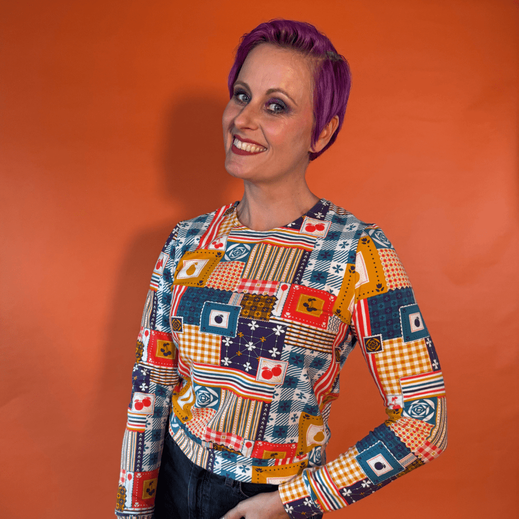 Patchwork Pullover in Periwinkle Sweatshirt La Vie Bien Patchwork Pullover in Periwinkle