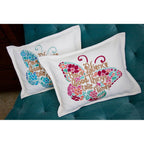 Patience Butterfly Love Letters Hand - Embroidered Pillow - Available in Pink or Blue by CatStudio Pillows La Vie Bien Patience Butterfly Love Letters Hand - Embroidered Pillow - Available in Pink or Blue by CatStudio