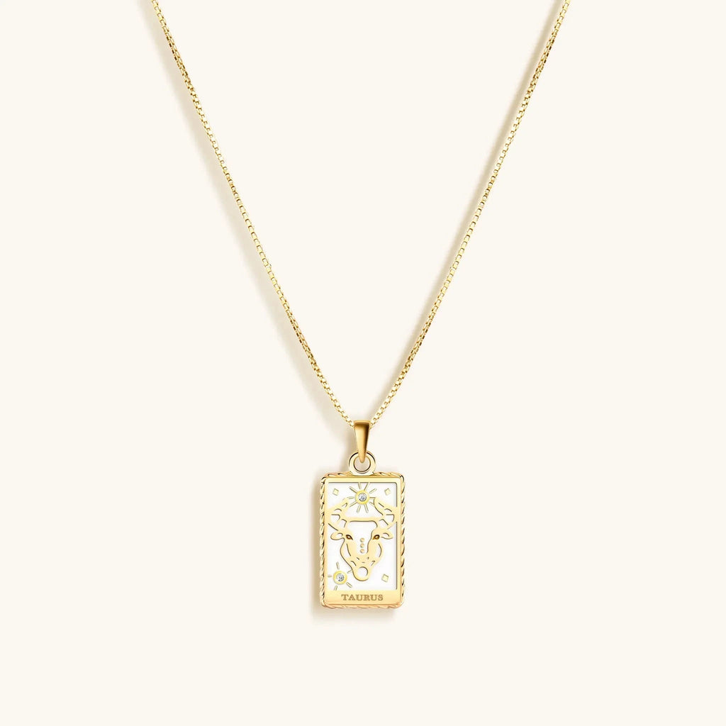 Patient Progress - White Enamel Taurus Card Necklace by Karma and Luck