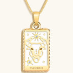 Patient Progress - White Enamel Taurus Card Necklace by Karma and Luck