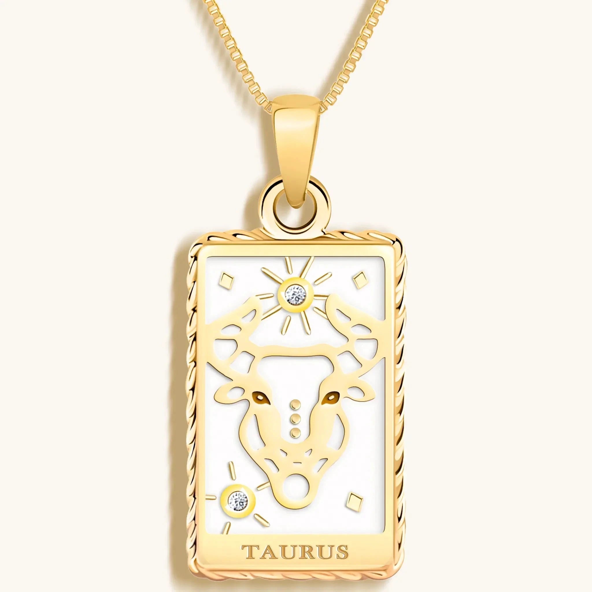 Patient Progress - White Enamel Taurus Card Necklace by Karma and Luck