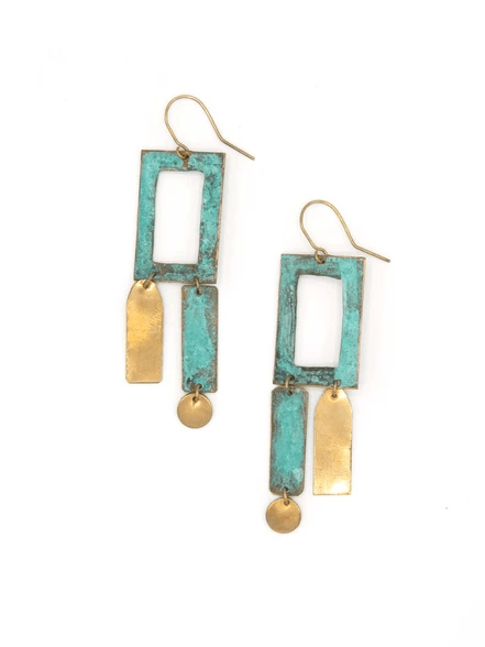 Patina Frame Artisanal Earrings by Fair Anita