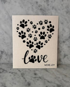 Paw Print Heart Swedish Dishcloth | Dog Lovers Swedish Dishcloths La Vie Bien Paw Print Heart Swedish Dishcloth | Dog Lovers