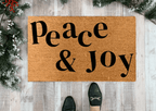 Peace and Joy Christmas Doormat, Natural Coir by Nickel Designs Custom Doormats