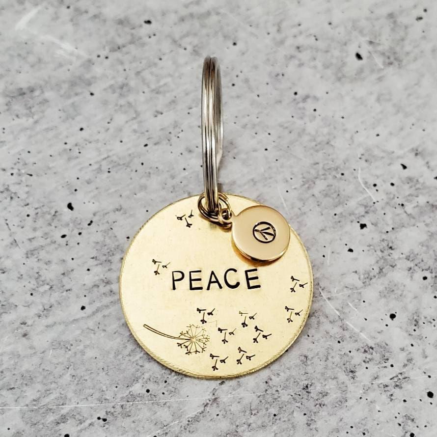 PEACE Brass Keychain La Vie Bien PEACE Brass Keychain