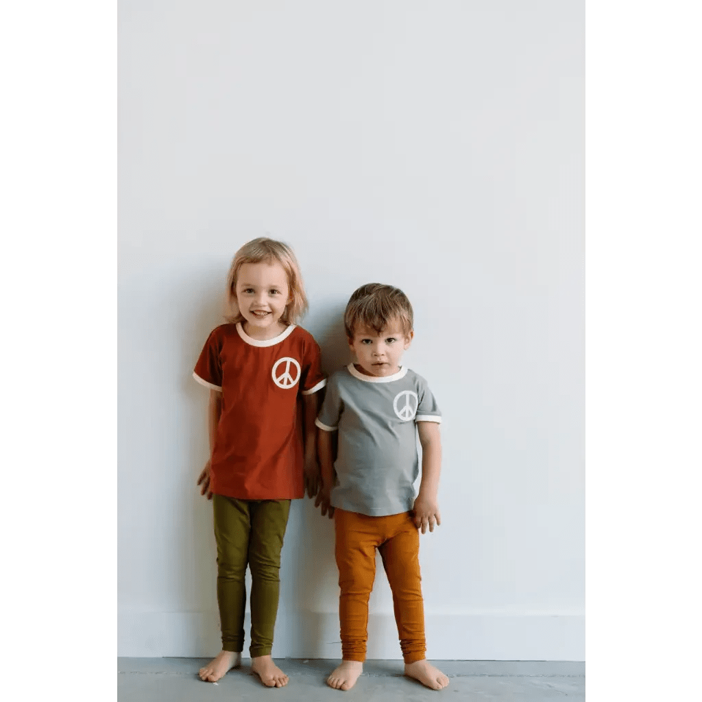 Peace Embroidered Ringer Tee in Moon for Kids by Polished Prints