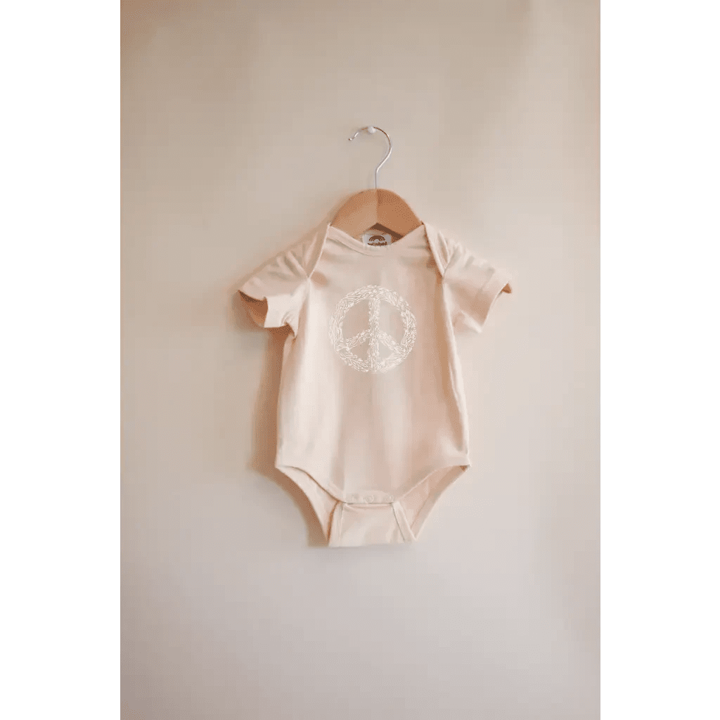 Peace Floral Organic Cotton Baby Bodysuit by Polished Prints