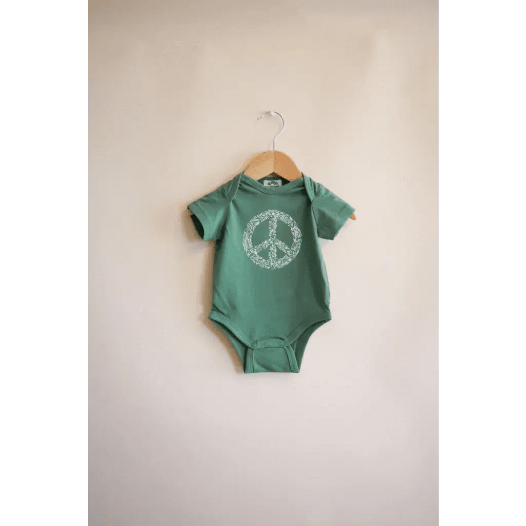 Peace Floral Organic Cotton Baby Bodysuit by Polished Prints