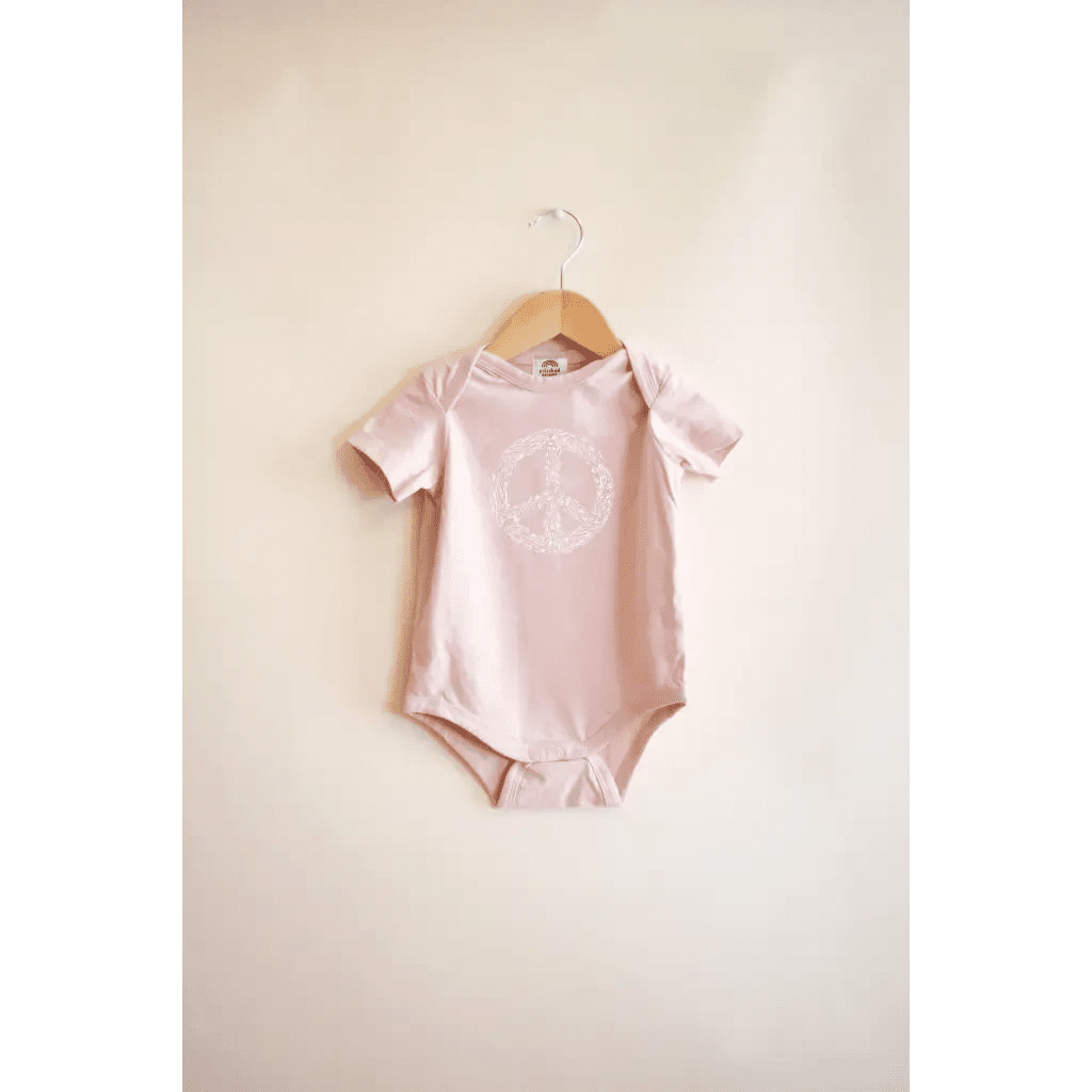 Peace Floral Organic Cotton Baby Bodysuit by Polished Prints