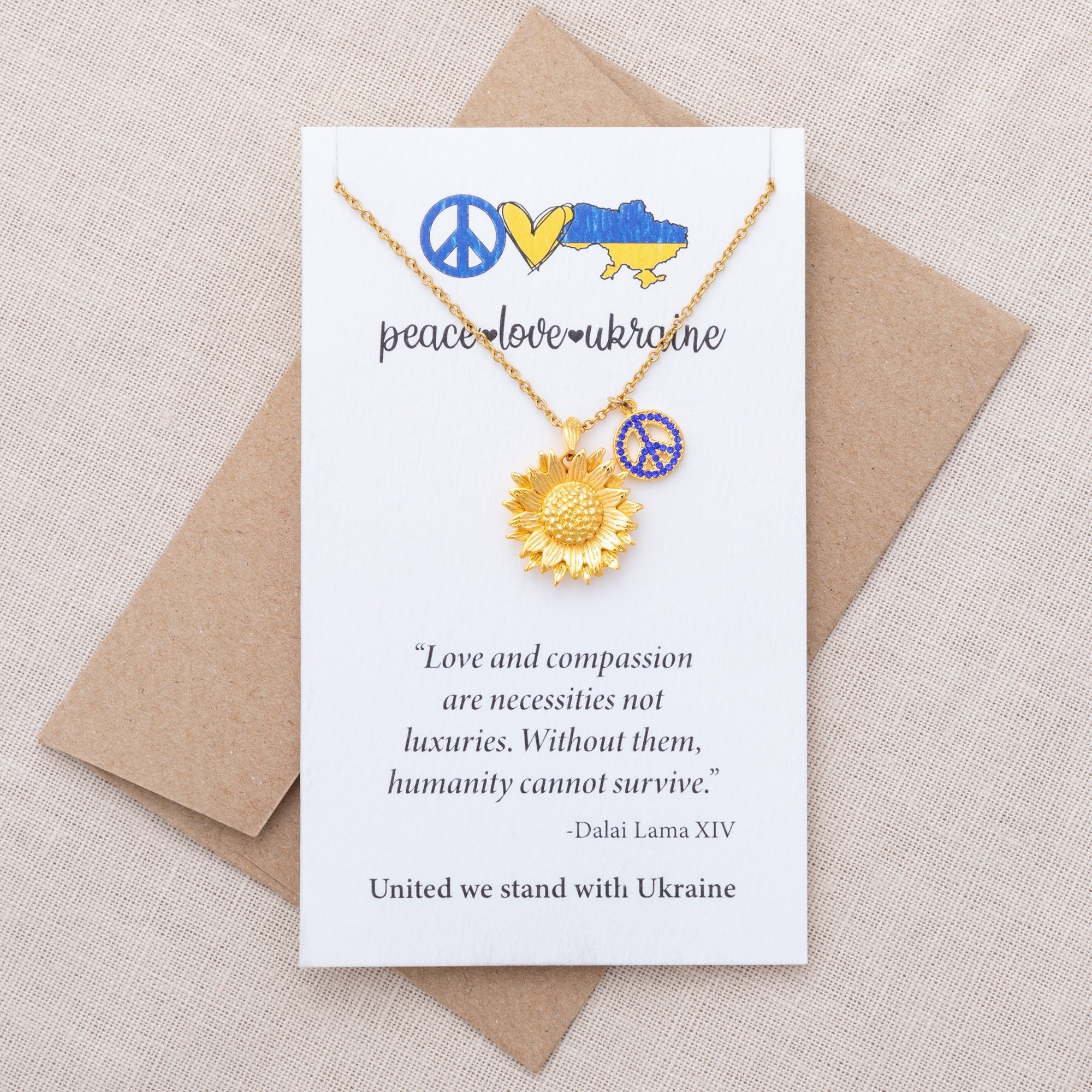 Peace For Ukraine Gold Plated Necklace Necklaces - Fine La Vie Bien Peace For Ukraine Gold Plated Necklace