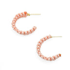 Peach Blossom macrame hoop earrings by Alegria Accessories Inc