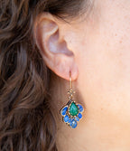 Peacock Blue Lapis Golden Drop Earrings Earrings La Vie Bien Peacock Blue Lapis Golden Drop Earrings
