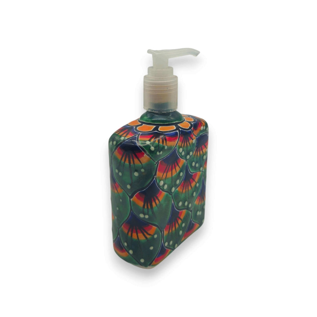 Peacock Feather Talavera Soap Dispenser | Hand-Painted Ceramic Talavera Soap Dispenser La Vie Bien Peacock Feather Talavera Soap Dispenser | Hand-Painted Ceramic