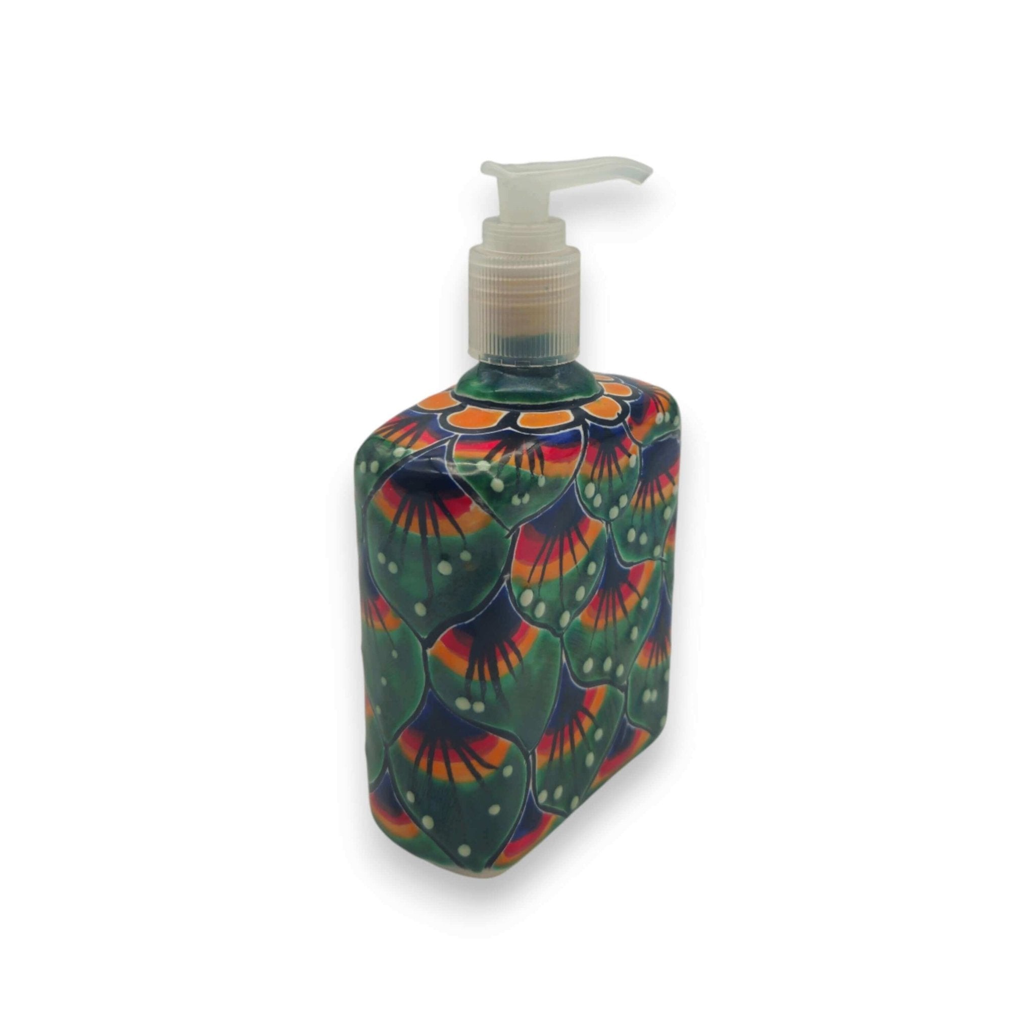Peacock Feather Talavera Soap Dispenser | Hand - Painted Ceramic Talavera Soap Dispenser La Vie Bien Peacock Feather Talavera Soap Dispenser | Hand - Painted Ceramic