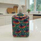 Peacock Feather Talavera Soap Dispenser | Hand-Painted Ceramic Talavera Soap Dispenser La Vie Bien Peacock Feather Talavera Soap Dispenser | Hand-Painted Ceramic