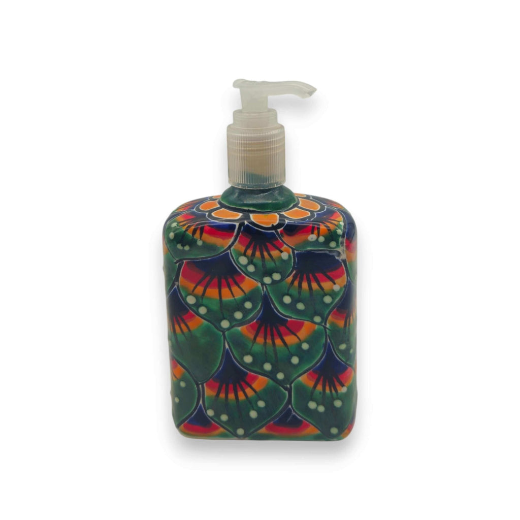 Peacock Feather Talavera Soap Dispenser | Hand-Painted Ceramic Talavera Soap Dispenser La Vie Bien Peacock Feather Talavera Soap Dispenser | Hand-Painted Ceramic