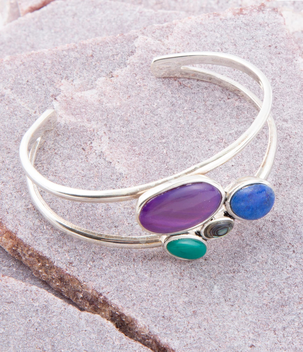 Peacock Multi-Stone and Sterling Silver Cuff Bracelet by Barse Jewelry
