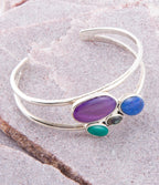 Peacock Multi-Stone and Sterling Silver Cuff Bracelet by Barse Jewelry