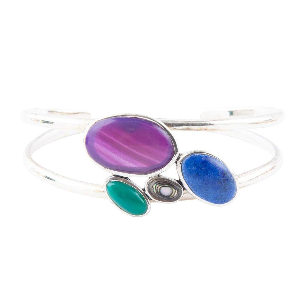 Peacock Multi-Stone and Sterling Silver Cuff Bracelet by Barse Jewelry