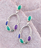 Peacock Multi-Stone Sterling Silver Earrings by Barse Jewelry