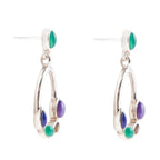 Peacock Multi-Stone Sterling Silver Earrings by Barse Jewelry