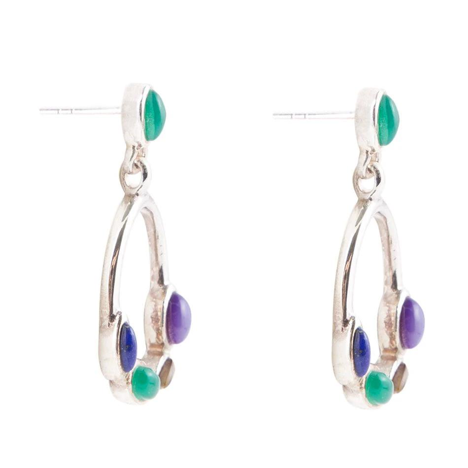 Peacock Multi-Stone Sterling Silver Earrings by Barse Jewelry