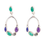 Peacock Multi-Stone Sterling Silver Earrings by Barse Jewelry