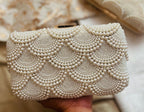 Pearl Beaded Clutch - Scalloped Crossbody Purse Bag La Vie Bien Pearl Beaded Clutch - Scalloped Crossbody Purse Bag