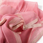 Pearl Beaded Gold Border Chiffon Hijab Shawl(MH236)