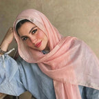 Pearl Beaded Gold Border Chiffon Hijab Shawl(MH236)