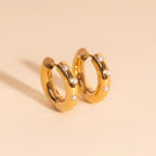 Pearl Chunky Rounded Huggie Hoop Earrings by Oh Clementine