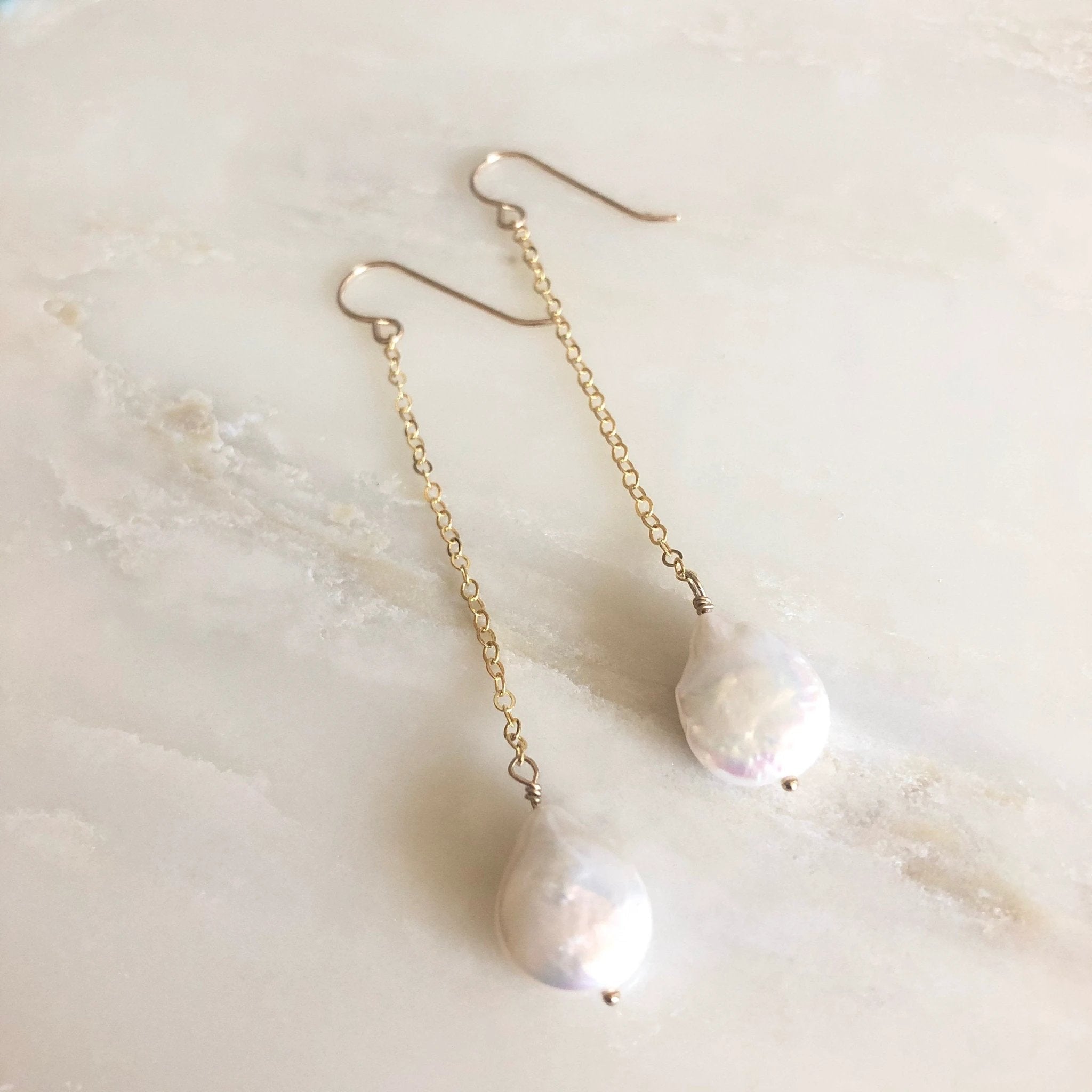Pearl Coin Drop Earrings by Derive Jewelry