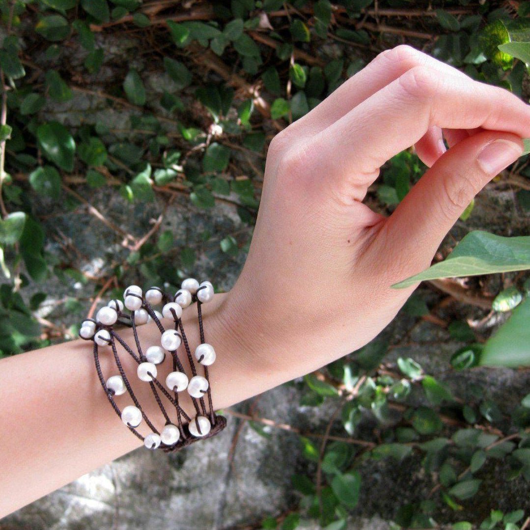 Pearl Cuff Handmade Bracelet - Thailand Jewelry La Vie Bien Pearl Cuff Handmade Bracelet - Thailand