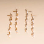 Pearl Dangle Chain Stud Earrings by Oh Clementine