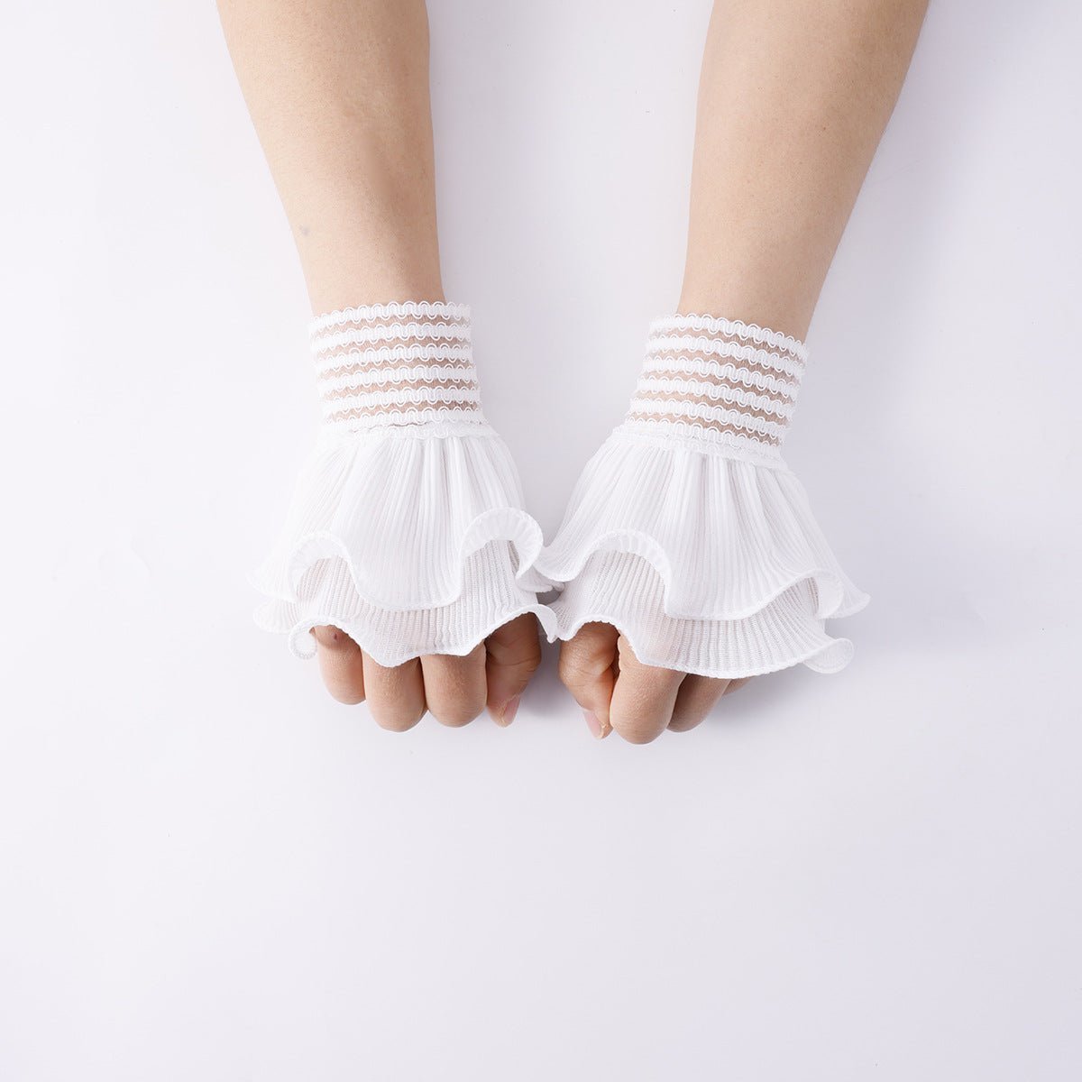 Pearl Embellished Double Ruffle Cuff Sleeves (MAC420) La Vie Bien Pearl Embellished Double Ruffle Cuff Sleeves (MAC420)