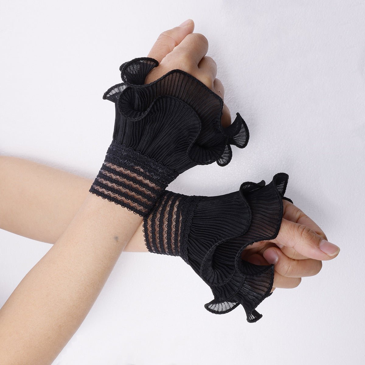 Pearl Embellished Double Ruffle Cuff Sleeves (MAC420) La Vie Bien Pearl Embellished Double Ruffle Cuff Sleeves (MAC420)